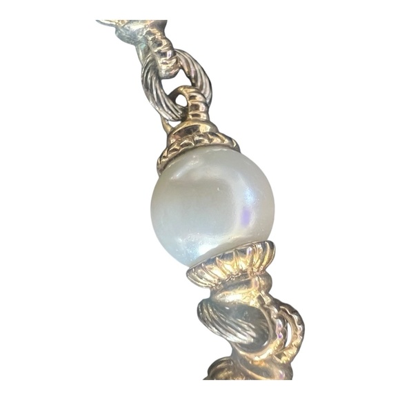 Pearl Bead Toggle Bracelet Gold Tone Wire Wrapped 7.5” EUC - Picture 6 of 7